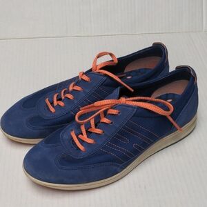 Ecco Blue Orange Lace Up Comfort Sneakers Size 38/8